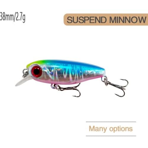 1Pcs Suspend Minnow Fishing Lures 38mm 2.7g Wobblers Hard Artificial Bait Jerkbait Crankbait For Perch Trout Bass Tackle