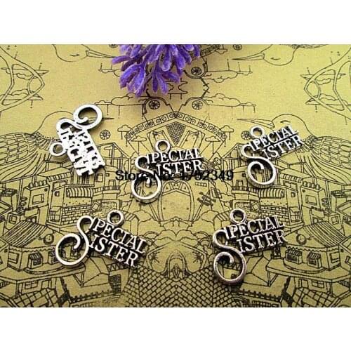 12pcs-- Special Sister Charms, Antique silver tone Special Sister Charms pendants 18x16mm
