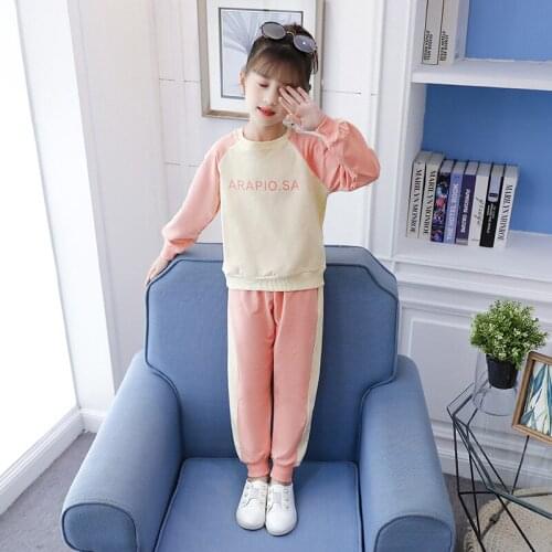 Girls Suit Sweatshirts +Pants Cotton 2Pcs/Sets 2021 Cartoon Spring Autumn Teenager Kid School Outdoor Children Clothing