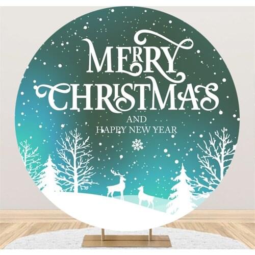2021 Merry Christmas Round Shape Backgrounds For Photography Home Eve Party Cartoon Child Photozone Poster Photo Backdrops