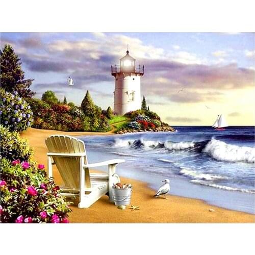 5D DIY Full Round/Square Diamond Painting Beach Scenery 3D Embroidery Cross Stitch Rhinestone Mosaic Home Decor Art Y1131