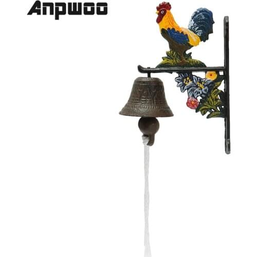 ANPWOO Vintage Style Metal Cast Iron Rooster Door Bell Wall Mounted Home Garden Decor Access Control