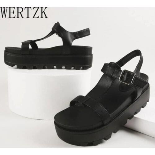 Block Heel Shoes Chunky Sandals Women Platform Heel Black Punk Sandals For Student 2021 New Arrival Comfortable Fast Ship