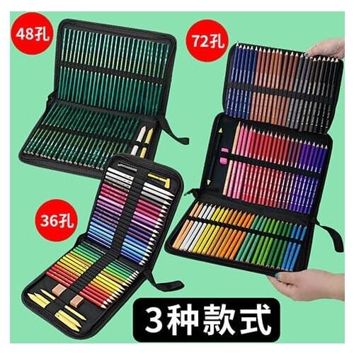 Large Black Pencil Case 36/48 Holes Folding Stationery Storage Art Markers Painting Pencil Box Bags School Office Gift