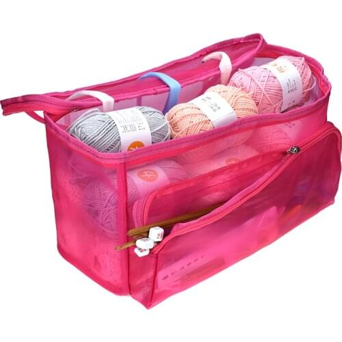 Household Knitting Bag Yarn Storage Bag Portable Tote Storage Case for Crocheting Hook Knitting Needles Sewing Accessories