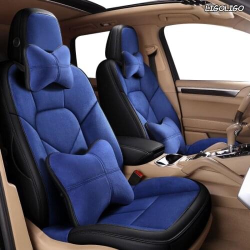 LIGOLIGO Custom Leather car seat cover set For SKODA Yeti KODIAQ Octavia Superb Fabia Rapid KAROQ KAMIQ Automobiles Seat Covers