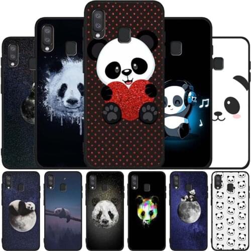 Pandas black soft phone Case For Samsung A10 20 30 40 50 30S 50S 60 70 M10 M30S M40 A31 51 71 A20E A10E A21S