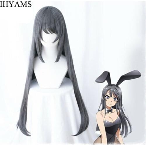 Sakurajima Mai Grey Long Wig Cosplay Costume Seishun Buta Yarou wa Bunny Girl Senpai no Yume wo Minai Heat Resistant Hair