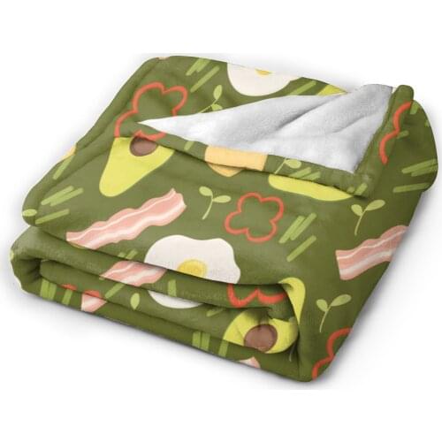 Flannel Blanket Avocado Bacon Fried Eggs Soft Thin Fleece Blanket Bedspread Cover for Bed Sofa Home Decor Dropship