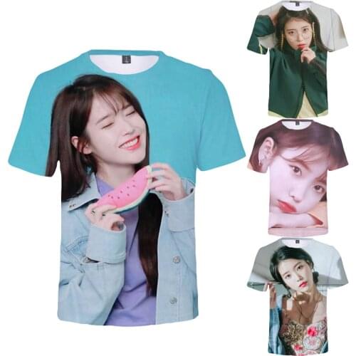 Kpop Idol IU 3D Print T Shirt Harajuku Casual Tops Women Men Round Neck Short Sleeve T-shirt IU Korean Style Tee Shirts