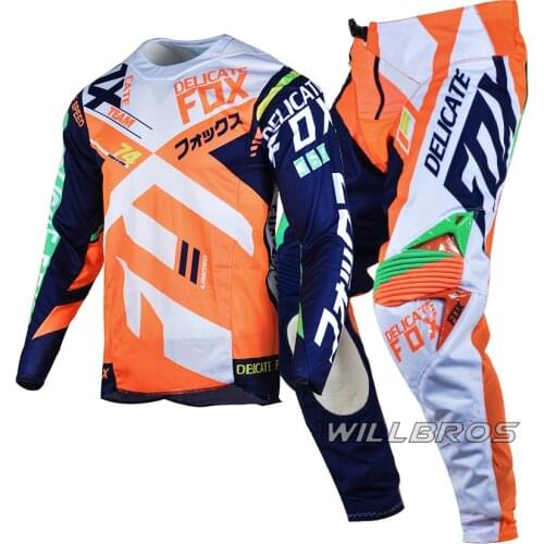 Delicate Fox 360 Divizion Gear Set Mountain Bicycle Offroad Jersey Pants Combo Motocross Racing Kits Orange Suit Mens