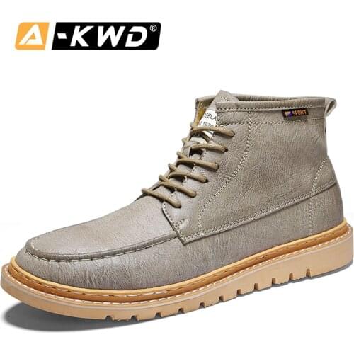 Fashion Shoes 2019 Work Boots Men Werkschoenen High Tops Waterproof Boots Men Pu Leather Mens Boots Black Sneakers Man Footwear