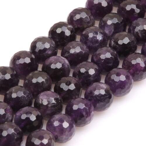 4-16mm Round Faceted Dark Purple Amethysts Beads For Jewelry Making Beads Bracelets Natural needlework Beads 15'' DIY Beads