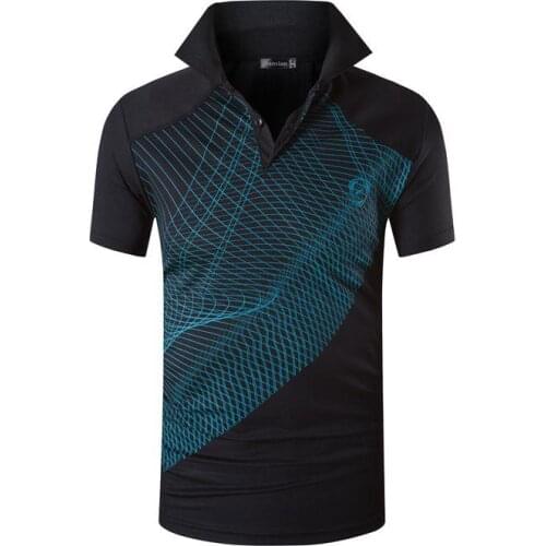 Jeansian Mens Sport Tee Polo Shirts POLOS Poloshirts Golf Tennis Badminton Dry Fit Short Sleeve LSL244 Black