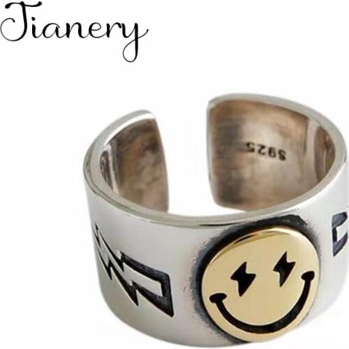 Luxury Brand Smile Face Rings For Women Wedding Engagement Charm Knuckle Rings Men Vintage Jewelry Romantic Party Gift