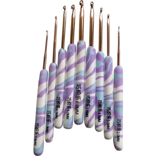 9pcs Aluminum Crochet Set Ceramic Handle Knitting Needles Kit Crochet Hooks Weaving Tools Sewing Accessories