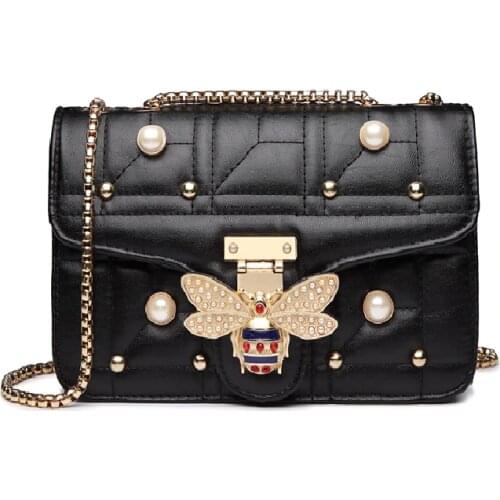 New Brands Designer Women Shoulder Bag Chain Strap Flap ladies leather Handbags Messenger Bag women Clutch Bag bee Buckle purse