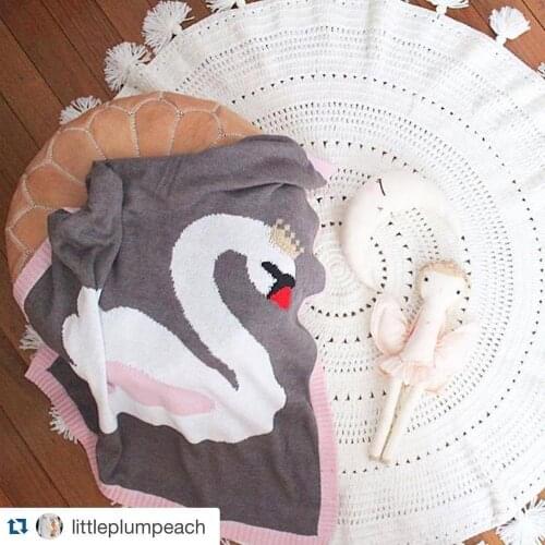 Instagram New Elegant Crown White Swan Letter Soft Baby Blanket Newborn Safe Sleeping Swaddle Infant Crib Double-side Blanket