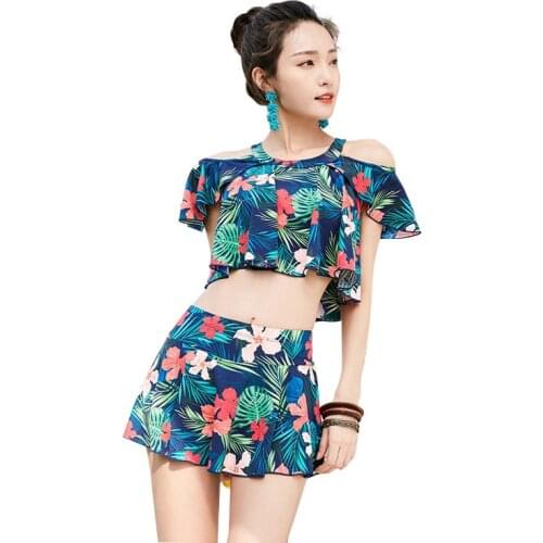 New Swimsuit Female Korean Version Conservative Cover Belly Show Thin Girl Hot Spring Bare Back One-piece Skirt Bathing Suit