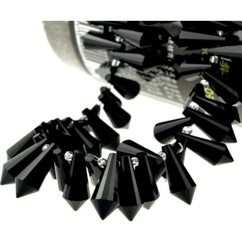 Wholesale 50pcs/lot 8*20mm Black Tear Drop Glass Beads Cute Crystal Faceted Beads For Jewelry Making Bracelet Craft DIY Beads