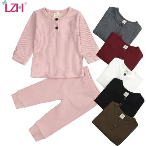 LZH Autumn home wear clothe for kids 2021 new Pajama set for boys Long sleeve Newborn baby girls suit 0-2 years Children outfit