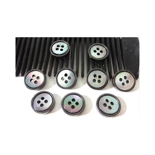 Free shipping 20pcs/lot 11mm Gun color metal frame natural shell buttons T-shirts and shirts Black butterfly shell metal buttons