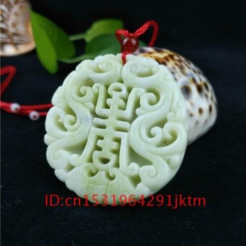 Carved Pendant Charm Gifts Chinese for Dragon Jade Men Natural Double-sided Necklace Amulet Accessories Jewelry Fashion White