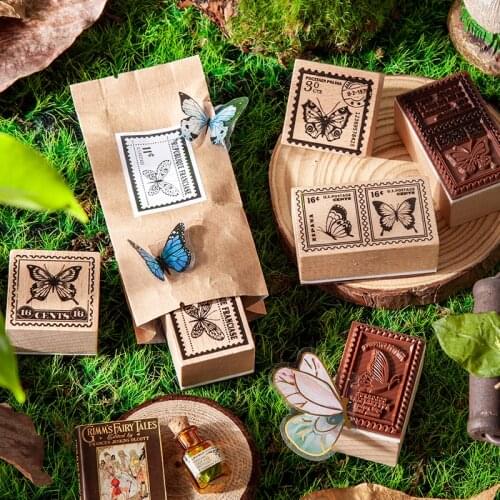 Butterfly Series Wood Stamp Dragonfly Wooden Rubber Stamps For Scrapbooking Handmade Card DIY Stamp Photo Album Craft