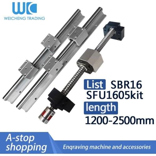 SFU1605 Ball screw any length+BKBF12/ekef12/fkff12 end Support block+1605 Nut Housing+SBR16 Linear rail support+SBR16UU for xyz