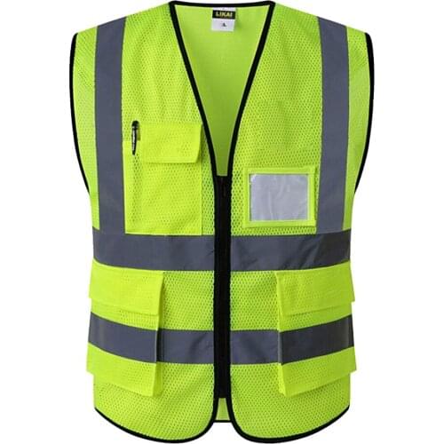 Reflective Safety Vest Engineer Construction Gear With Pockets