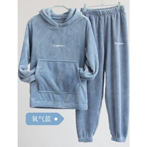 Warm Sleepwear Womens pajamas Long sleeve top pants pyjama pantalon pour femme pantalones de mujer Couple warm Clothing Freeshi