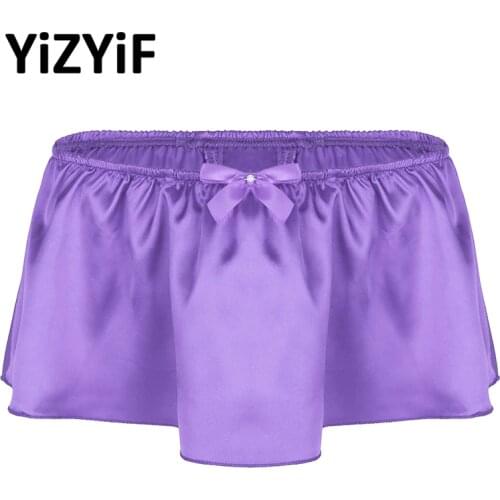 Mens Bikini Swimwear Swimsuits Lingerie Soft Shiny Satin Sissy Skirted G-string Thong Underwear sissy Panties Gay Male Underpant