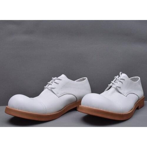 Low Help Mens Big Scalp Shoes Round Head Thick Bottom Soft Leather Retro Shoes Hairdresser Designer Men luxury shoes