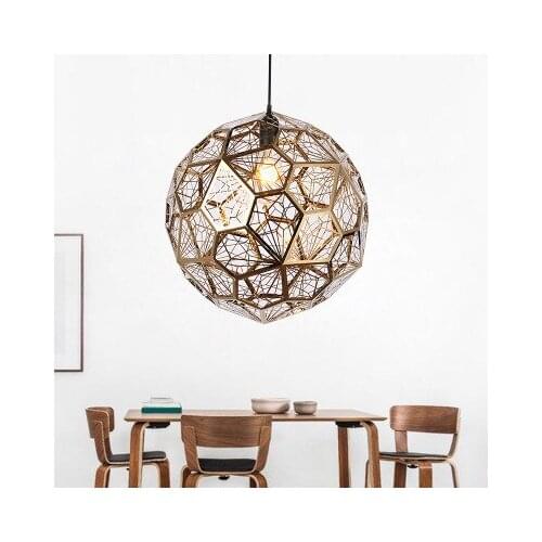 Creative Stainless Sxteel Hollow Diamond Ball Mesh Pendant Lamp Silver / Rose Gold / Titanium for Staircase Corridor Bar Decor