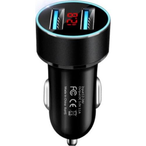 Universal Car Charger QC3.0 USB 3.1A Digital Display Dual USB USB-C Car Charger 12V Car Adapter Cigarette Lighter Voltage Meter