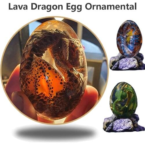 Transparent Kawaii Lava Dragon Egg Cute Fire Dragon Wyvern Embryo Easter Stuff TV Show Figures Sculptures Resin Embellishments