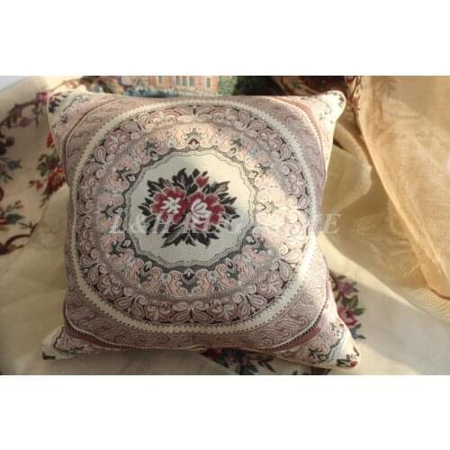 High Quality Embroidery 20"X20" cotton and linen pillow floral designs no insertion for sofa