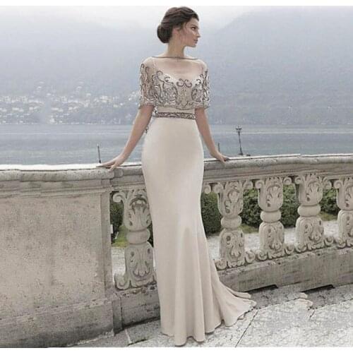 Embroidery Beads Evening Dress Sexy Spaghetti Straps Elegant Party Long Evening Dress Vestido De Festa Fast Shipping Women
