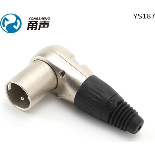 1Pcs Yongsheng YS187/186 new three-core elbow male and female plug microphone 3-pin 90 right angle connector audio accessories