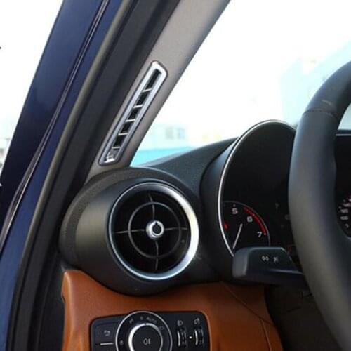 For Alfa Romeo Giulia 2017-2018 2PCS ABS Chrome Car Matte Interior A Pillar Air Outlet Cover Trim Car Styling Accessories