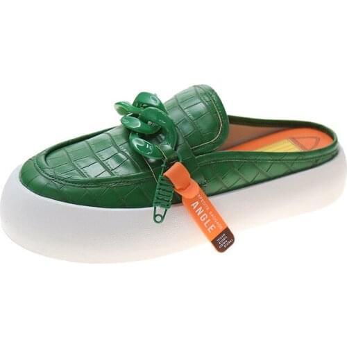 2021Summer Womens Slippers Sandals Botou Mueller Shoes New Thick Fashion Leather Instagram Pop Shoes Flip Flops Sneaker