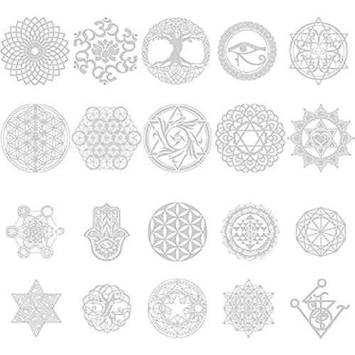 40Pcs Sacred Geometric Copper Orgonite Sticker Flower Life Tree DIY Energy Tower Pyramid Material Epoxy Resin Art Crafts