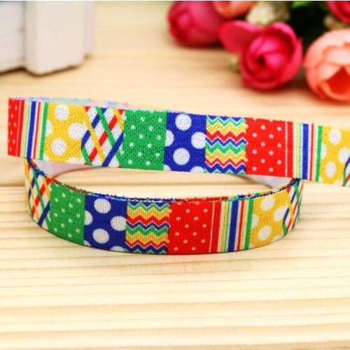 5/8'' Free shipping Fold Elastic FOE dot chevron pattern printed headband headwear hairband diy decoration wholesale OEM P5446