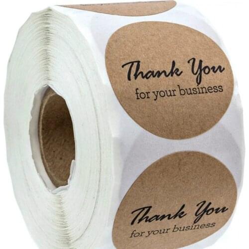 500Pcs Thank You For Your Business Sticker Round Natural Kraft Seal Label Decor Stickers Office Stationery Sticker Dia 2.5cm