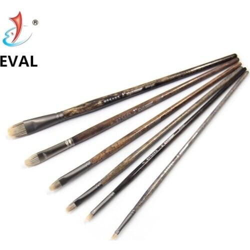 Eval 6pcs Ferret badger hair Birch Rod Quality Watercolor Paint Brush Professional Oil Gouache Acrylic Decorative Art Supplies