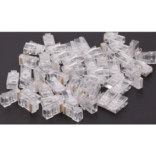63HA 50 Pcs/Pack Stranded 10P10C Network Cable Connector RJ48 Crystal Plug Modular