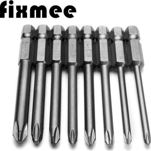 8Pcs 75mm Long Magnetic Hex Cross Head Screwdriver Bits Electric Screwdriver Set S2 PH0,PH1,PH2