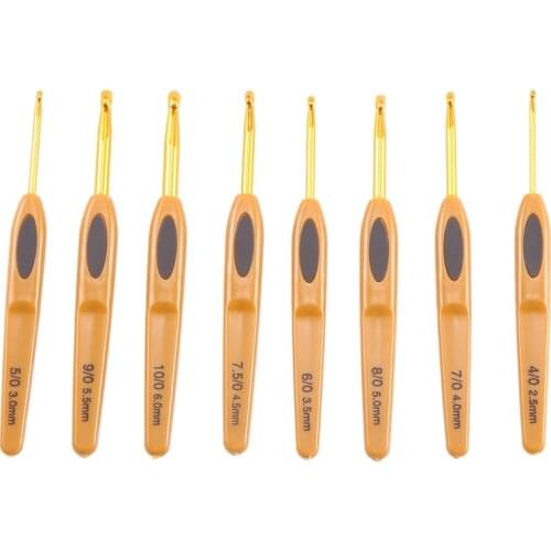 8Pcs Handmade Crochet Hook Set Stitches Sewing Tool Home Knitting Needles Aluminum Alloy DIY Portable
