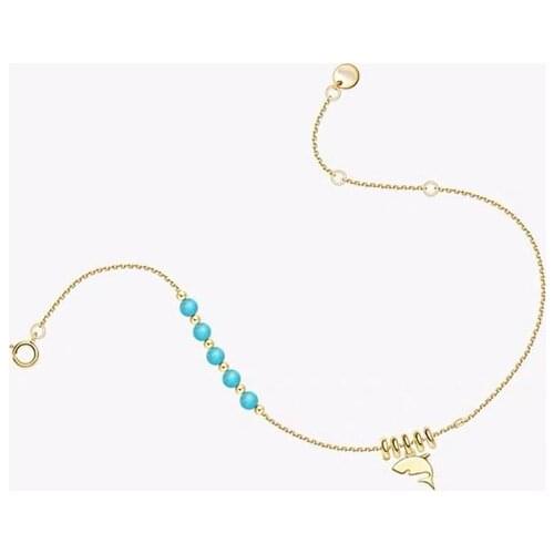 SLJELY Solid 925 Sterling Silver Cute Shark Charm Anklet with Turquesa for Women Fashion Ankle Chain Leg Bracelet Foot Jewelry