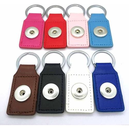 Hot sale Interchangeable 026 Fashion Genuine Leather Key Chains 18mm Snap Buttons necklace Jewelry For Men Women gift